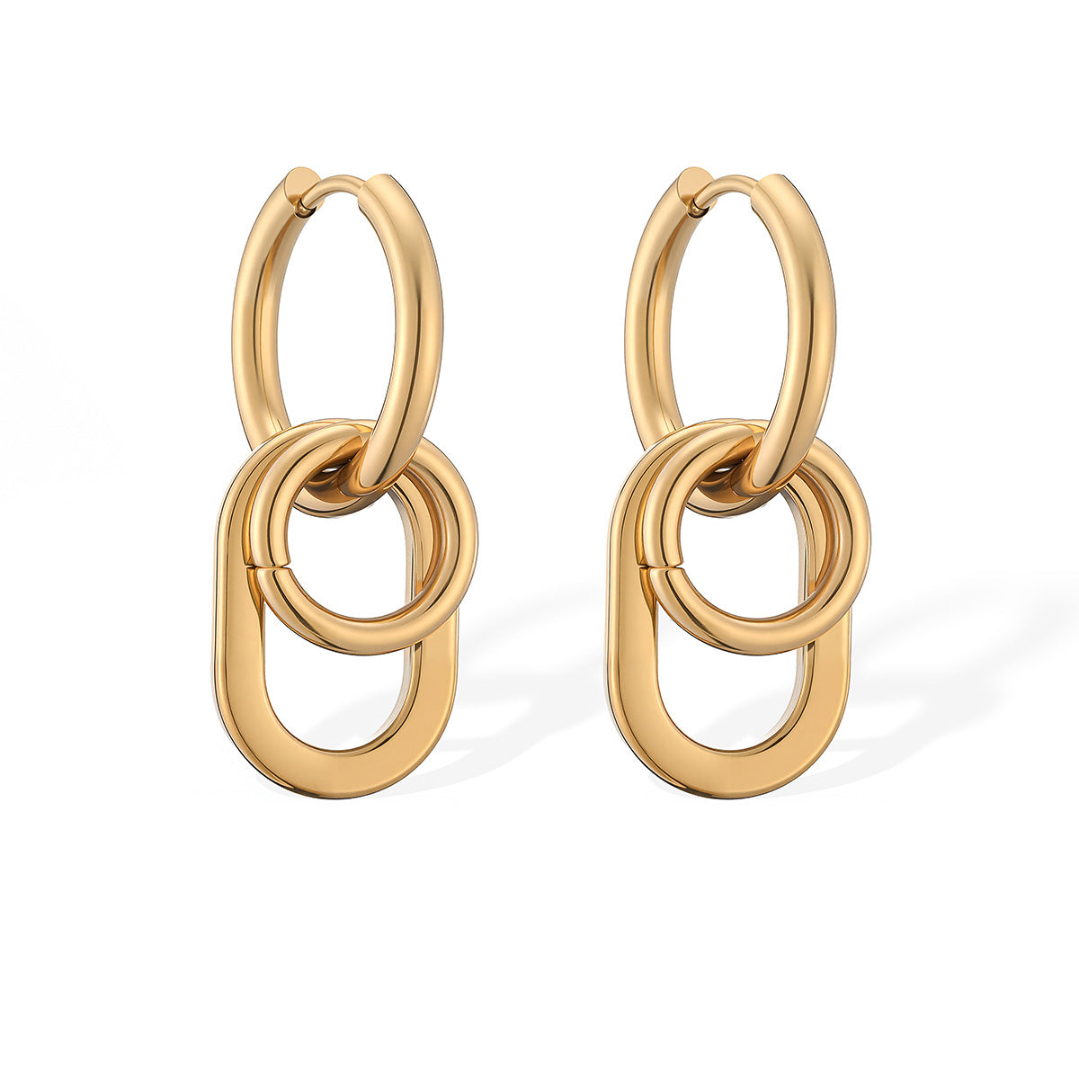 Minimalist Geometric Gold Plated Stainless Steel Earrings for Women
