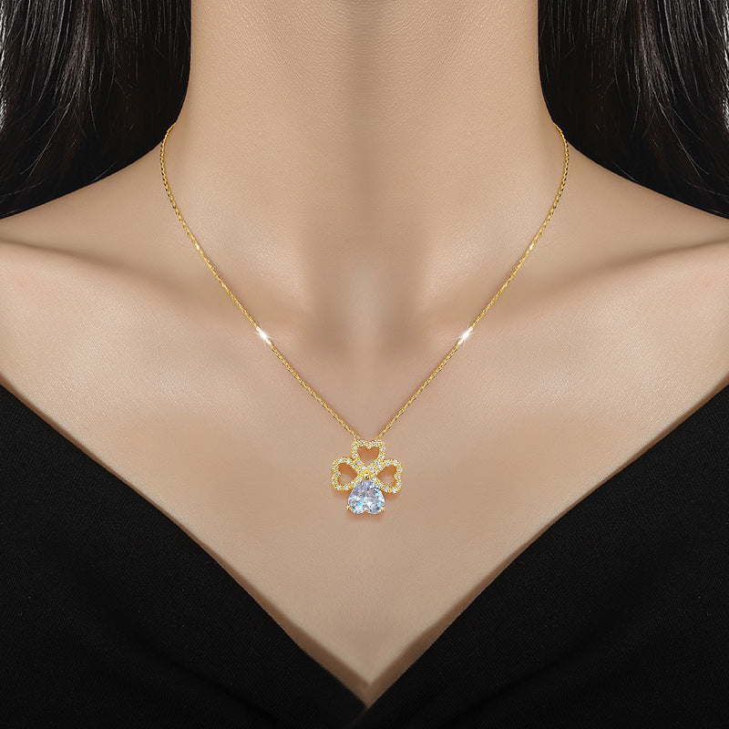 Elegante collar con dije de corazón y flores para mujer con cadena de acero inoxidable, detalles de pedrería, diseño geométrico minimalista, estilo medallón ligero