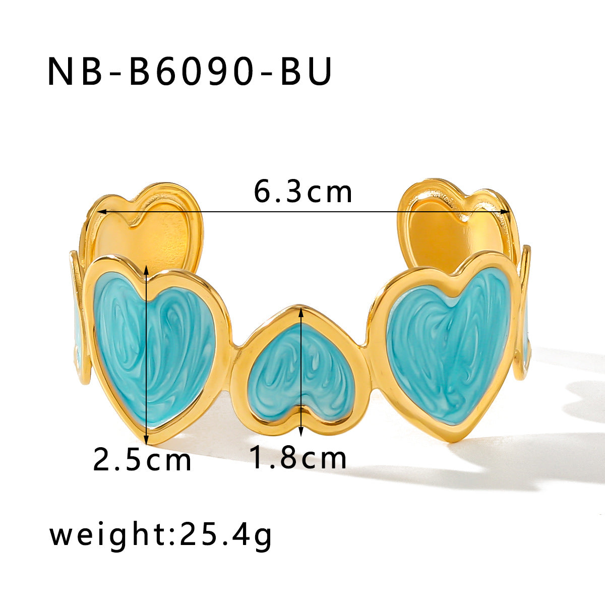 Bracciale Minimalista da Donna in Acciaio al Titanio Smaltato a Forma di Cuore con Finitura Colorata Placcata