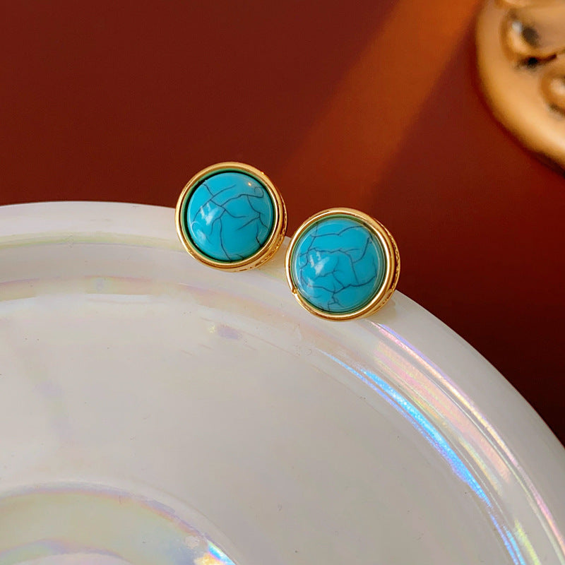 Chic Minimalist Round Resin Stud Earrings with Steel Posts for Women Geometric Fashion Accessory