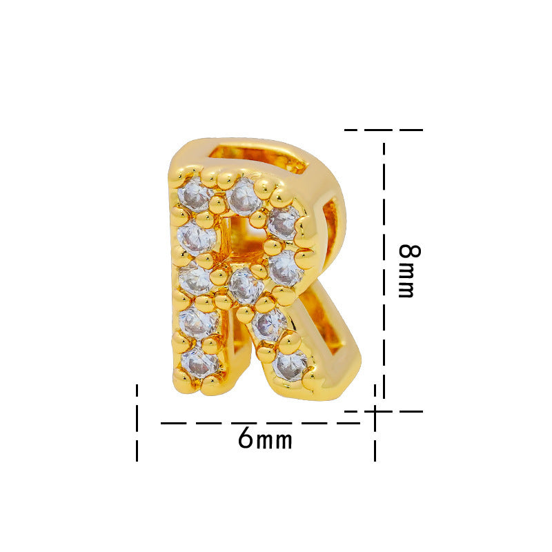 Collana con Ciondolo a Lettera Minimalista da Donna in Acciaio al Titanio con Placcatura in Oro 18K e Strass su Catena O-Ring