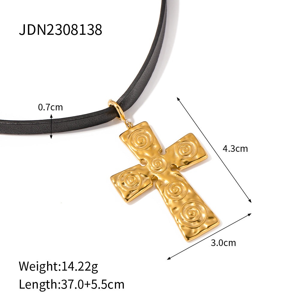 Trendy Ins Style 18K Gold Plated Stainless Steel Curved Tube Circle Pendant Necklace Unisex