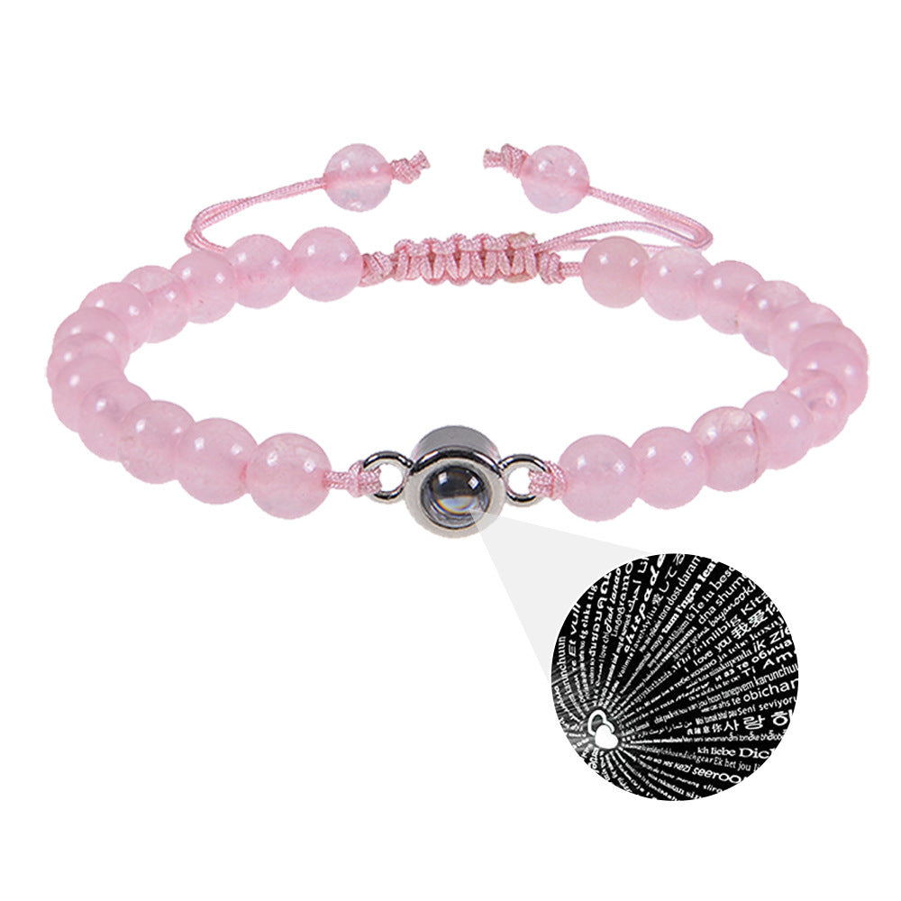 I Love You Projection Crystal Agate Bracelet Unisex Round Letter Charm