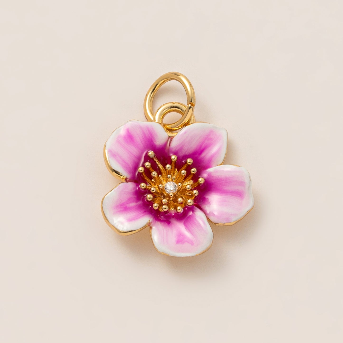Ciondolo charm a barra vintage placcato oro 18K con pianta di frutta