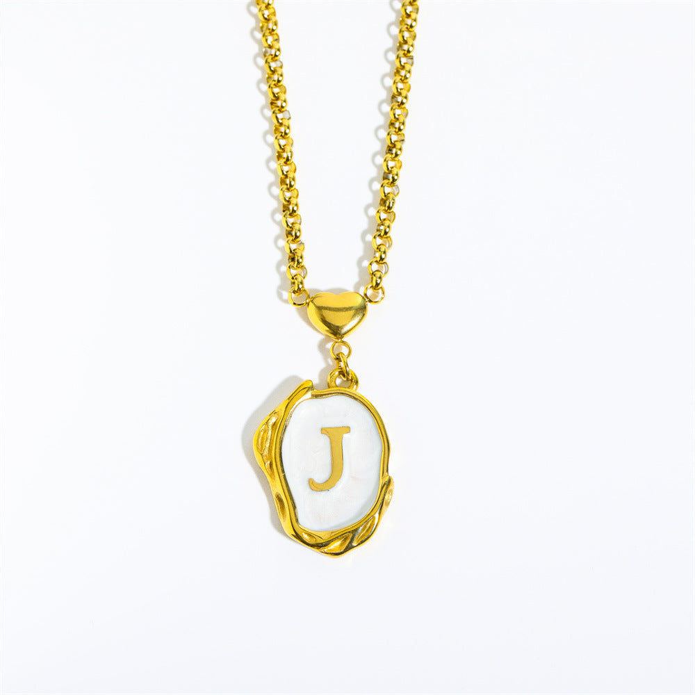 Collana Minimalista in Acciaio Inossidabile a Forma di Lettera con Placcatura in Oro 18K e Catena a O per Uomo e Donna