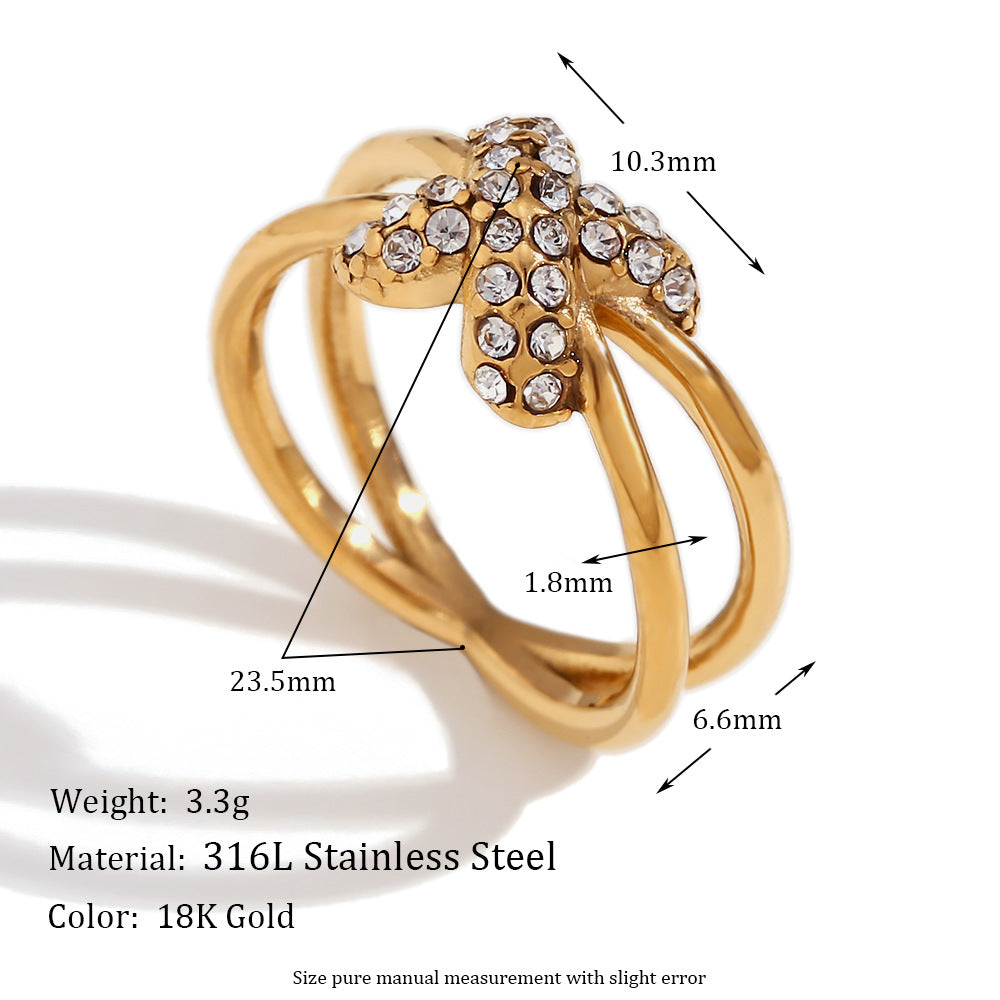 Minimalist Geometric Stainless Steel Ring with 18K Gold Plating for Women
