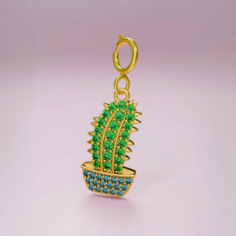 Vintage 18K Gold Plated PVD Stainless Steel Cubic Zirconia Floral Charm Bar