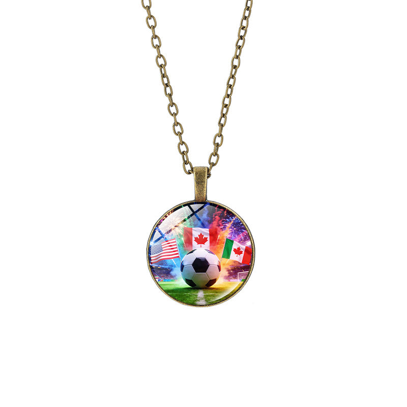 Vintage Sporty Geometric Alloy Pendant Necklace with Crystal Charm for Unisex