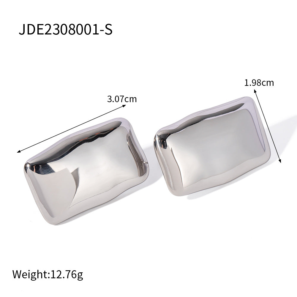 Pendientes Colgantes Minimalistas Geométricos Rectangulares de Acero Inoxidable con Baño de Oro de 18K Vintage para Mujer