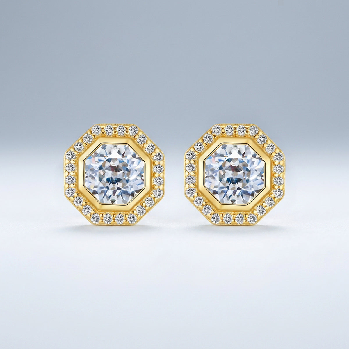 Vintage 925 Sterling Silver Geometric Moissanite Stud Earrings for Women