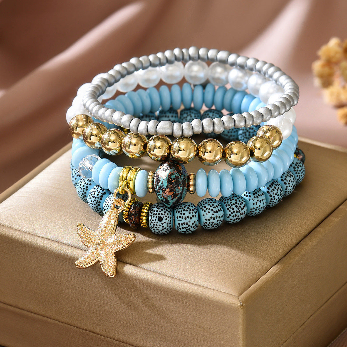 Bohemian Geometric Round Pearl Handmade Beading Bracelet Set for Women