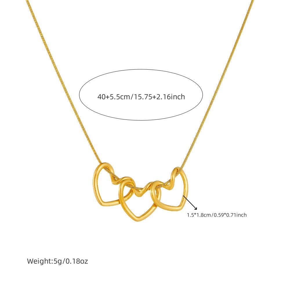 Minimalist Business Gold Plated Heart Stainless Steel Necklace for Women