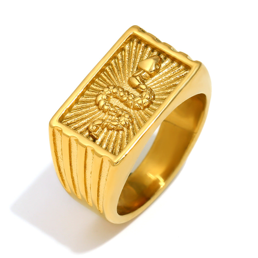 Minimalist Geometric Two-Tone Stainless Steel Ring with 18K Gold Plating for Women