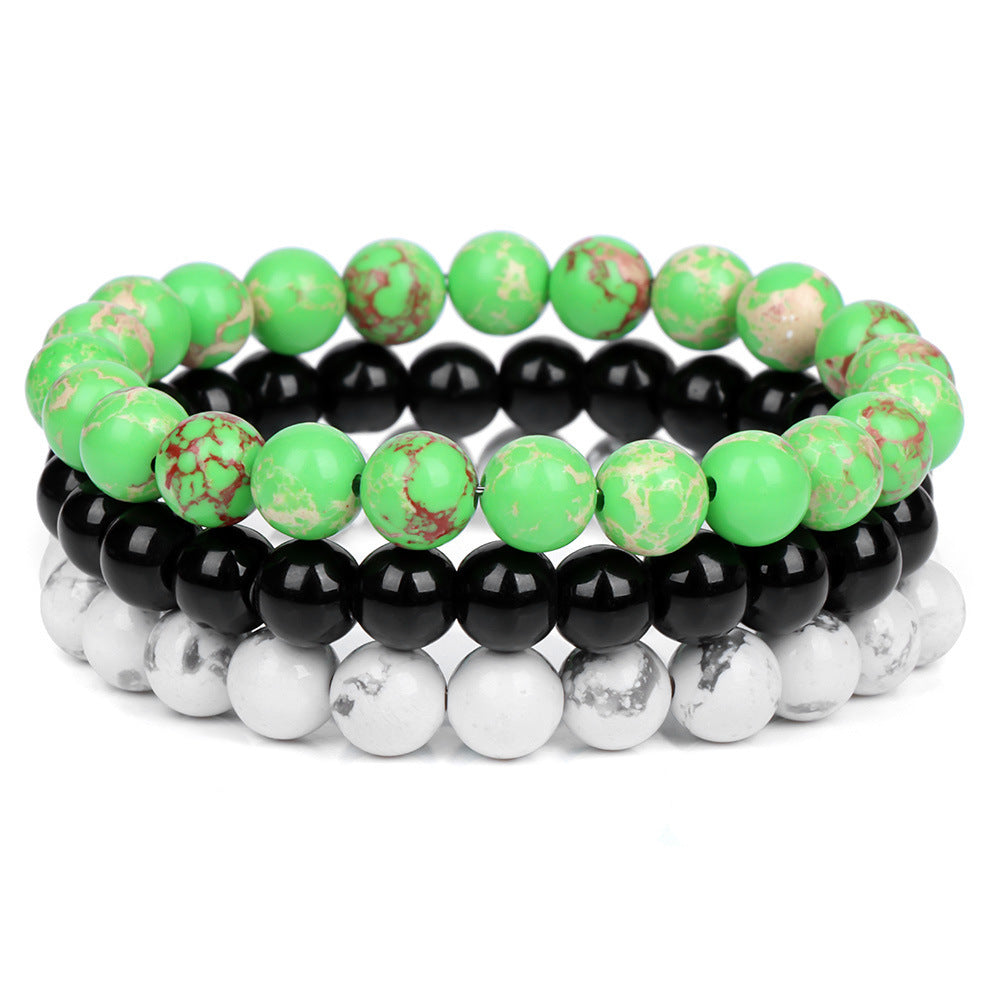8mm Natural Rose Quartz and Agate Geometric Beaded Bracelet Unisex Crystal Jewelry
