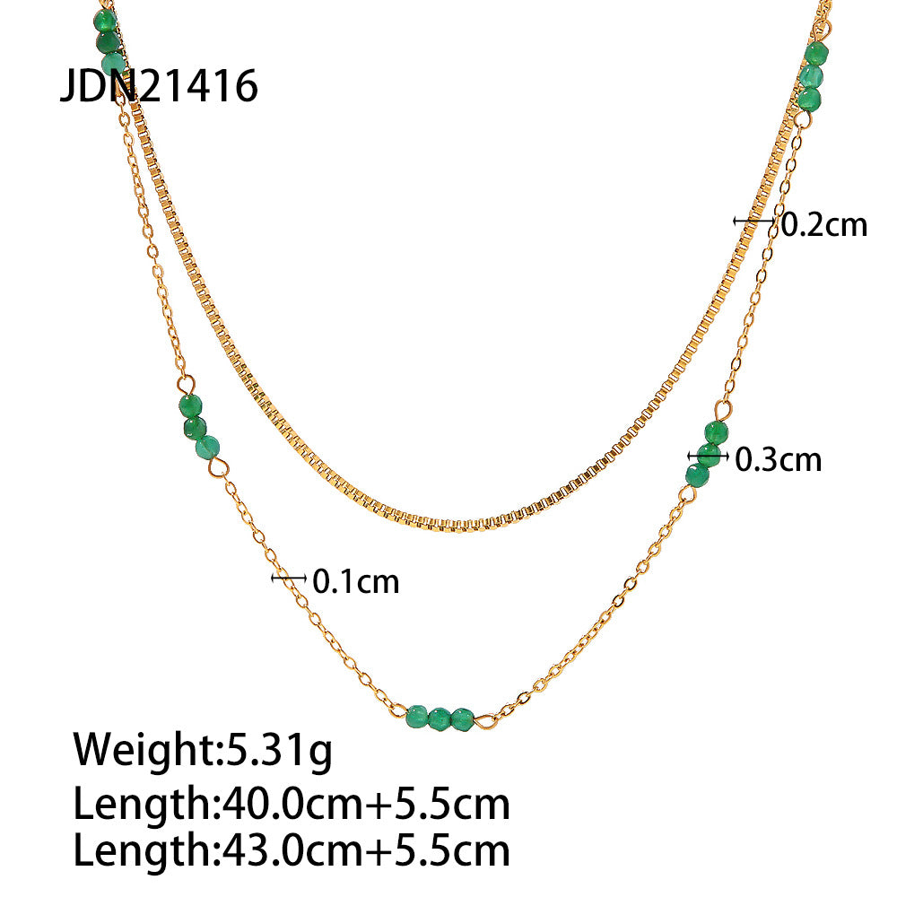 Trendy Geometric 18K Gold Plated Stainless Steel Pearl Necklace for Women