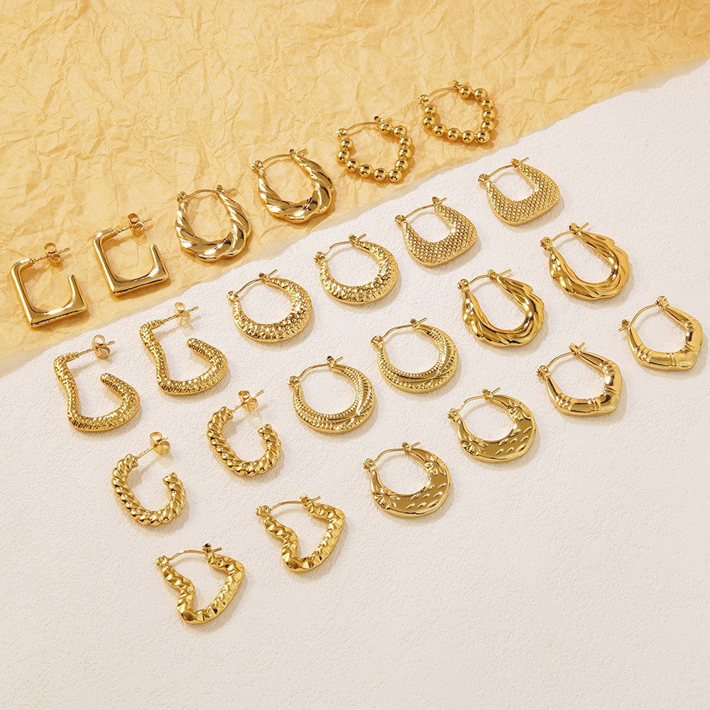Orecchini da donna placcati in acciaio inossidabile a cuore geometrico elegante