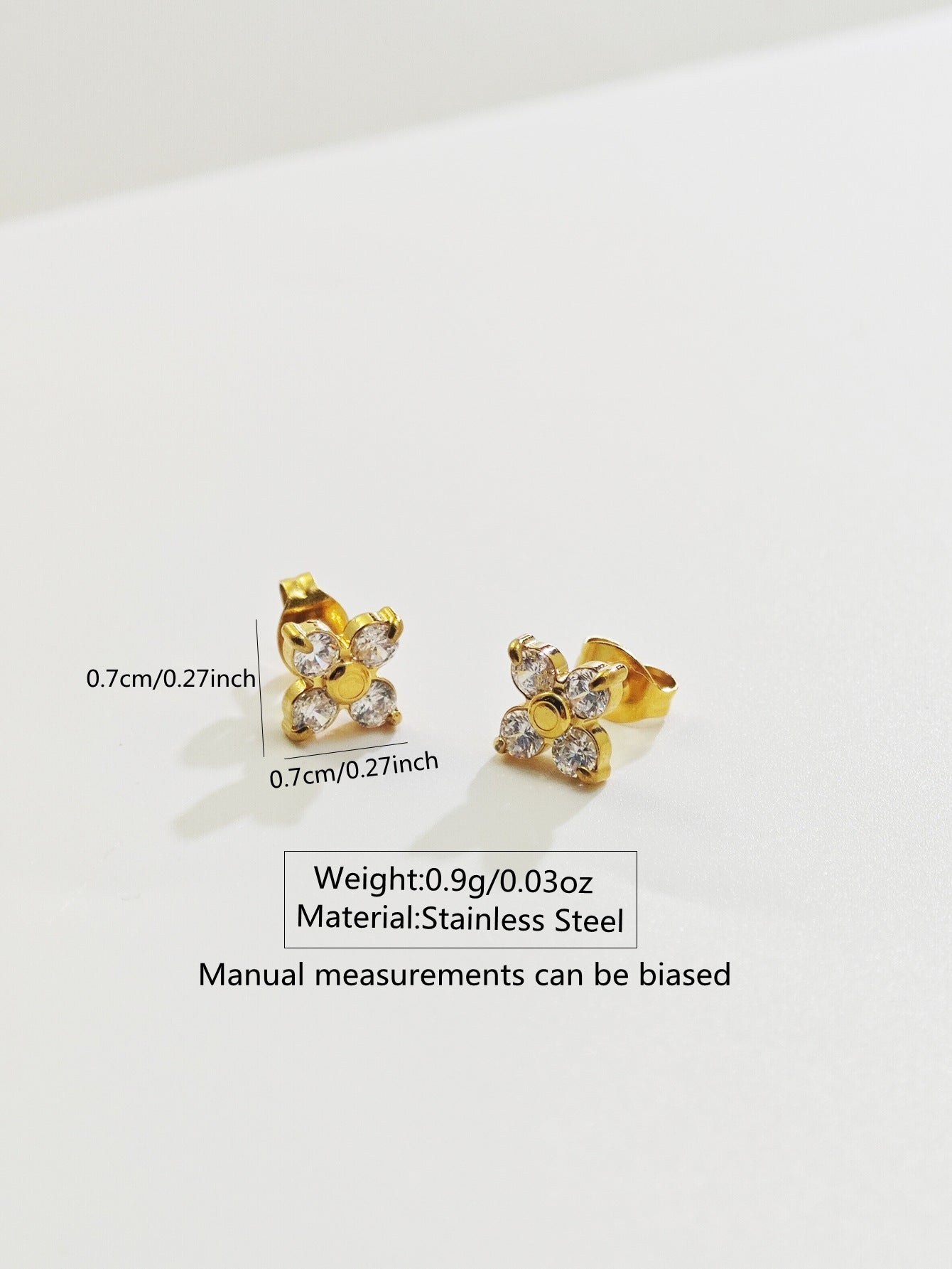 Luxury Floral Stainless Steel Gold Plated Cubic Zirconia Earrings for Women