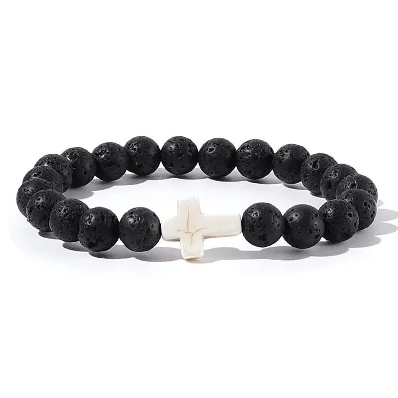 Minimalist Geometric Tiger Eye Turquoise Obsidian Beaded Bracelet Unisex Handmade Jewelry