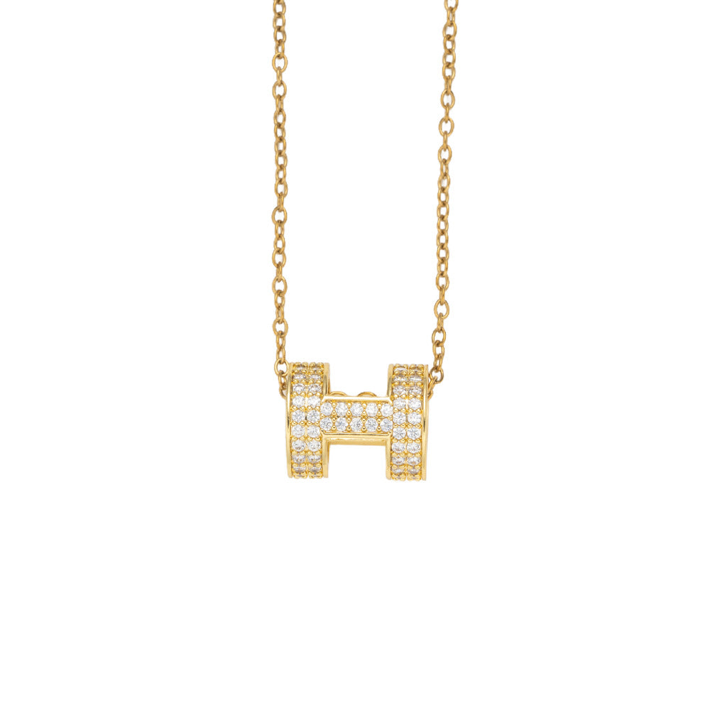 Minimalist Luxury Letter Shape Titanium Steel Plated Gold O-Chain Necklace for Women with Hypoallergenic Fade-Resistant Finish