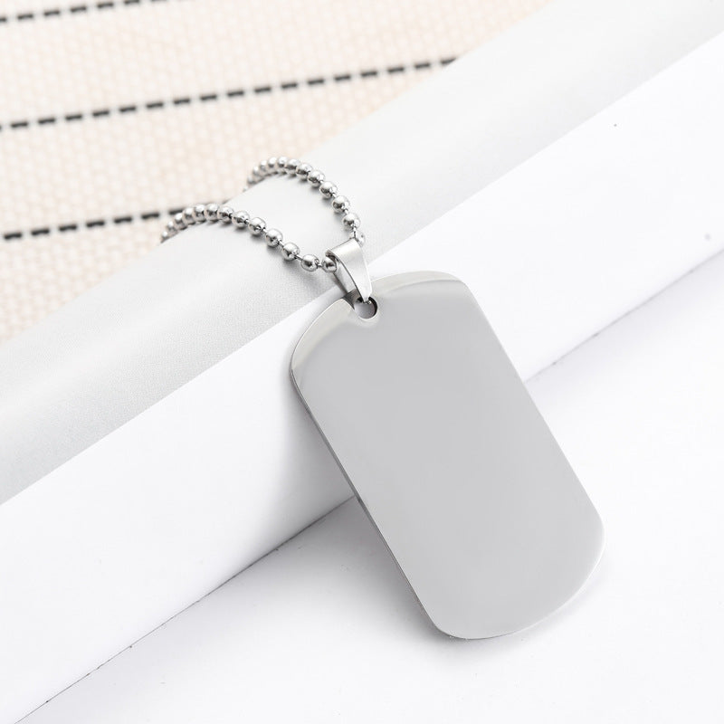 Collana unisex con ciondolo a piastrina per cane rettangolare geometrica personalizzata in acciaio al titanio