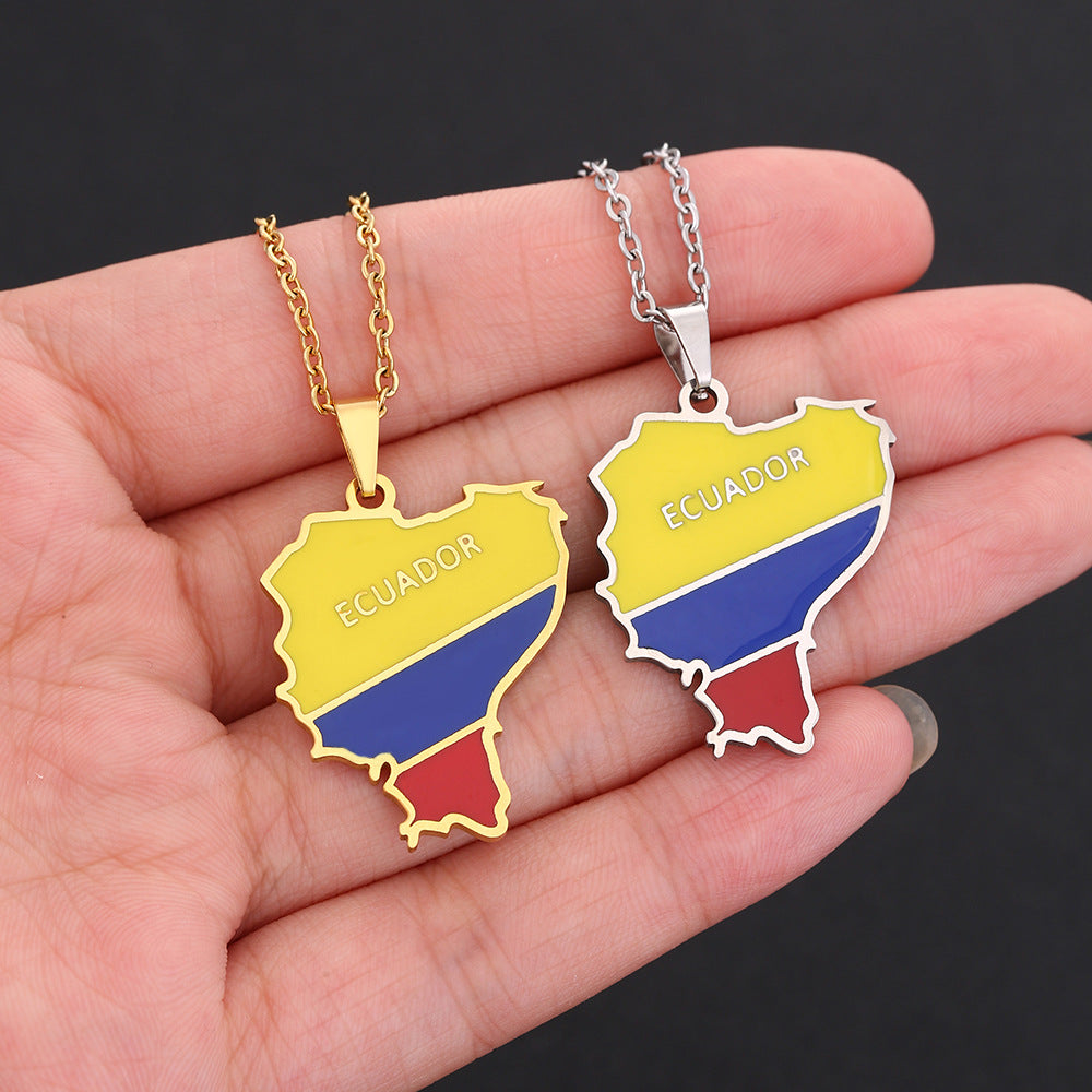 Collana con pendente geometrico smaltato alla moda in acciaio inossidabile con charm in acciaio al titanio e finitura placcata per uomo e donna