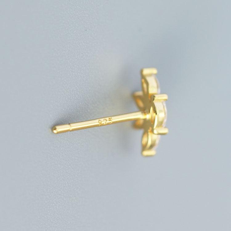 Minimalist Geometric Stud Earrings in S925 Sterling Silver with Zircon Inlay for Women