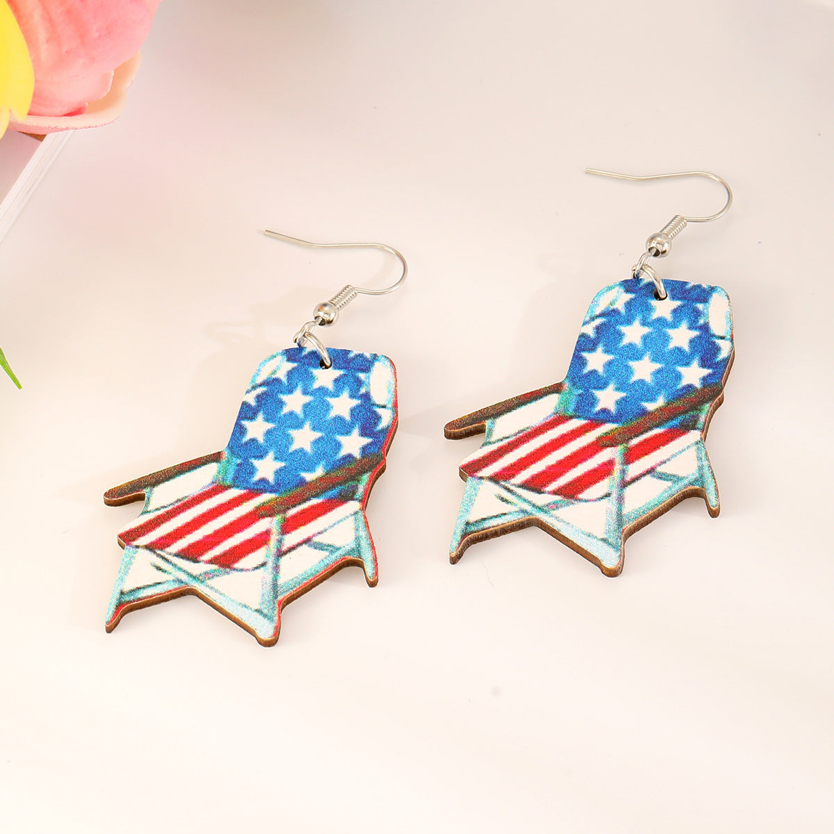 Pendientes de Madera Geométricos Minimalistas Estampados para Mujer