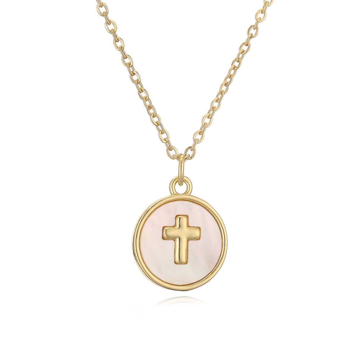 Collana con ciondolo a croce minimalista in rame placcato oro 18K da donna