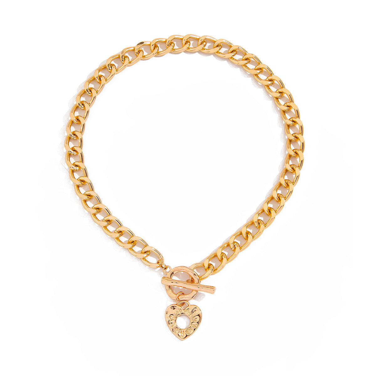 Punk Hollow Heart Alloy Pendant Necklace Plated Choker for Women