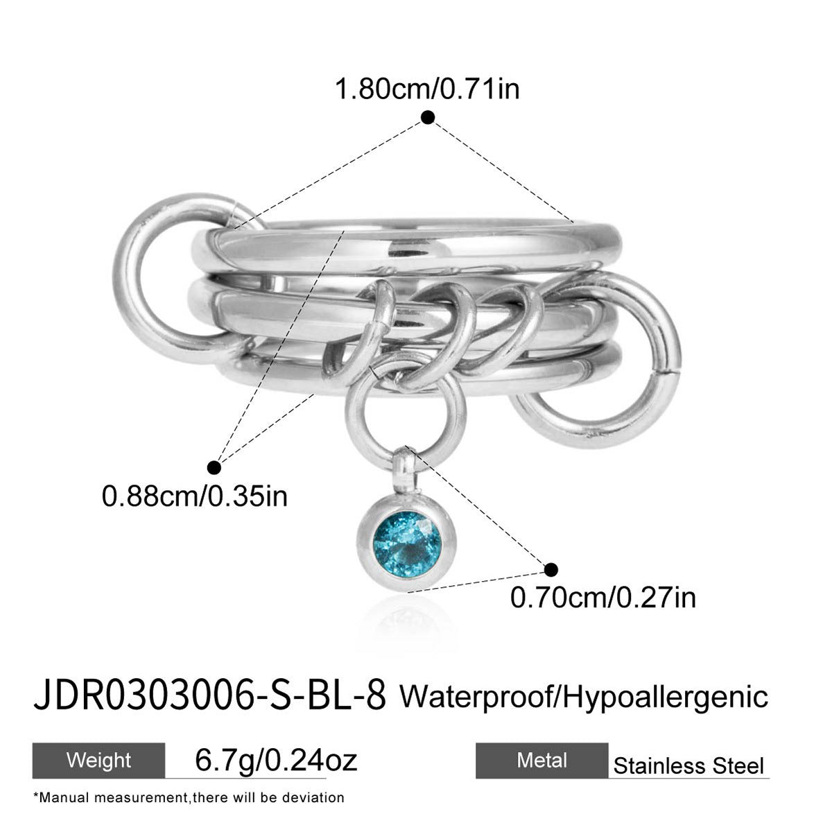 Elegant Minimalist Round Geometric Titanium Steel Ring with Cubic Zirconia Plated Finish for Women