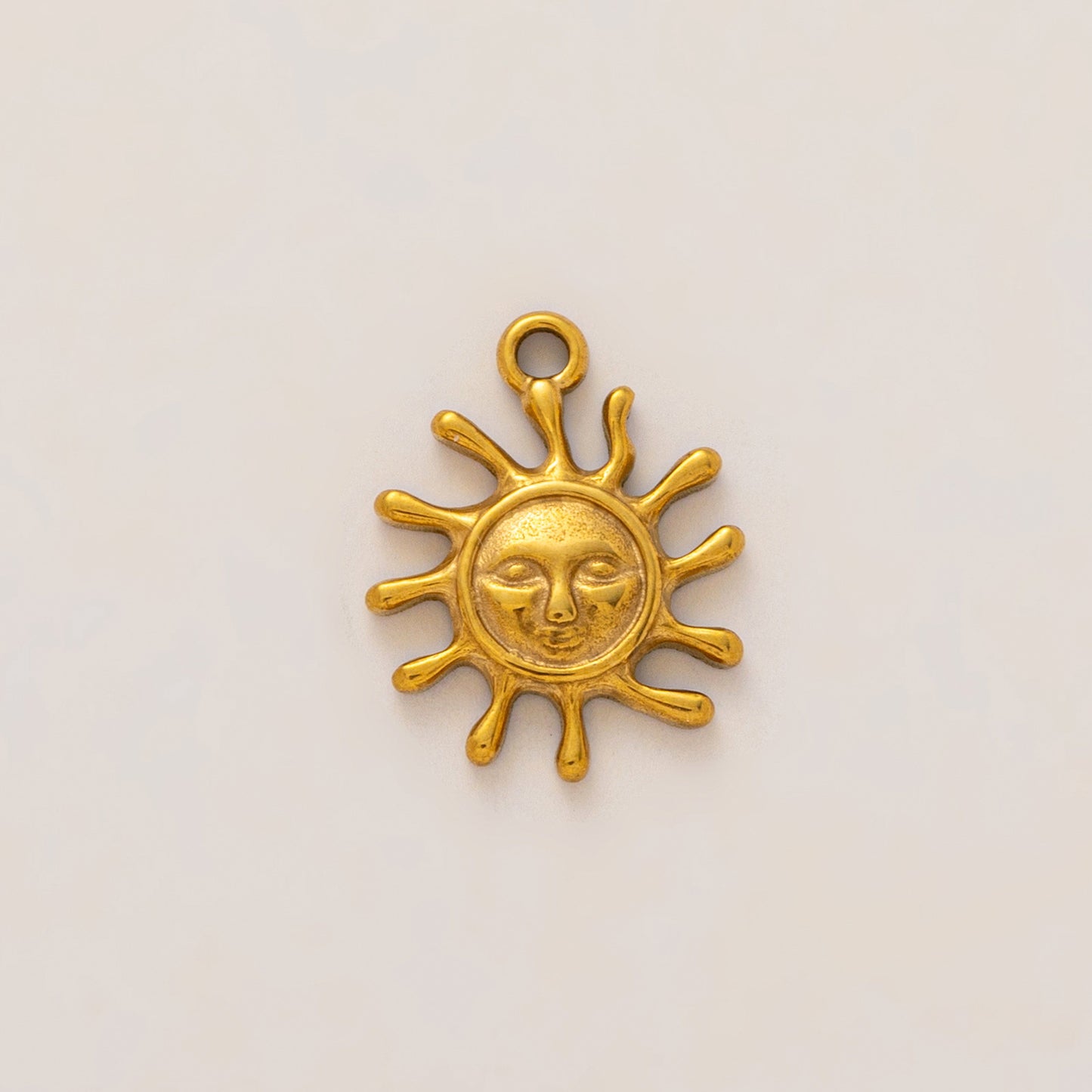 Vintage PVD 18K Gold Plated Stainless Steel Sun Pendant Charm Bar for Women