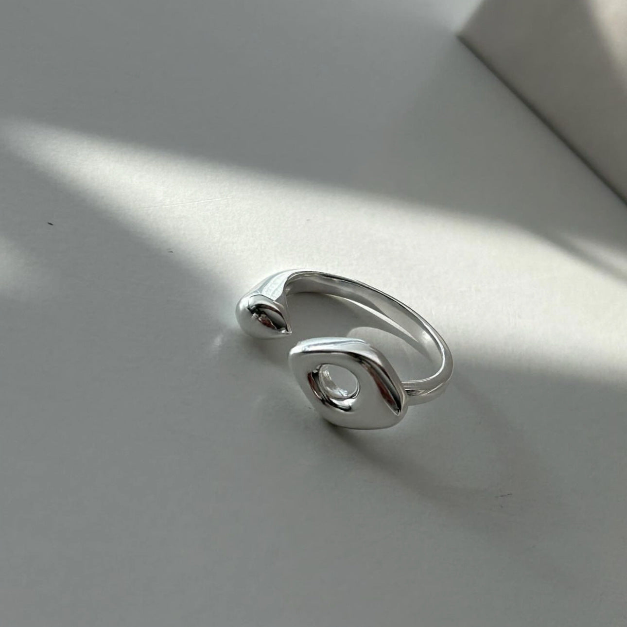Minimalist Geometric Marquise-Shaped 925 Sterling Silver Ring with Beveled Square Facets for Women