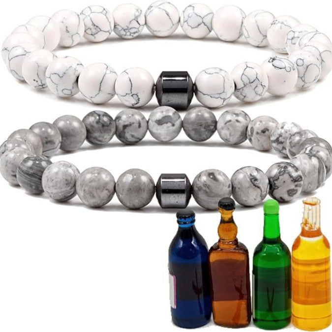 Unisex Magnetic White Pine Black Matte Tiger Eye Agate Beaded Bracelet Geometric Round Gemstone Jewelry