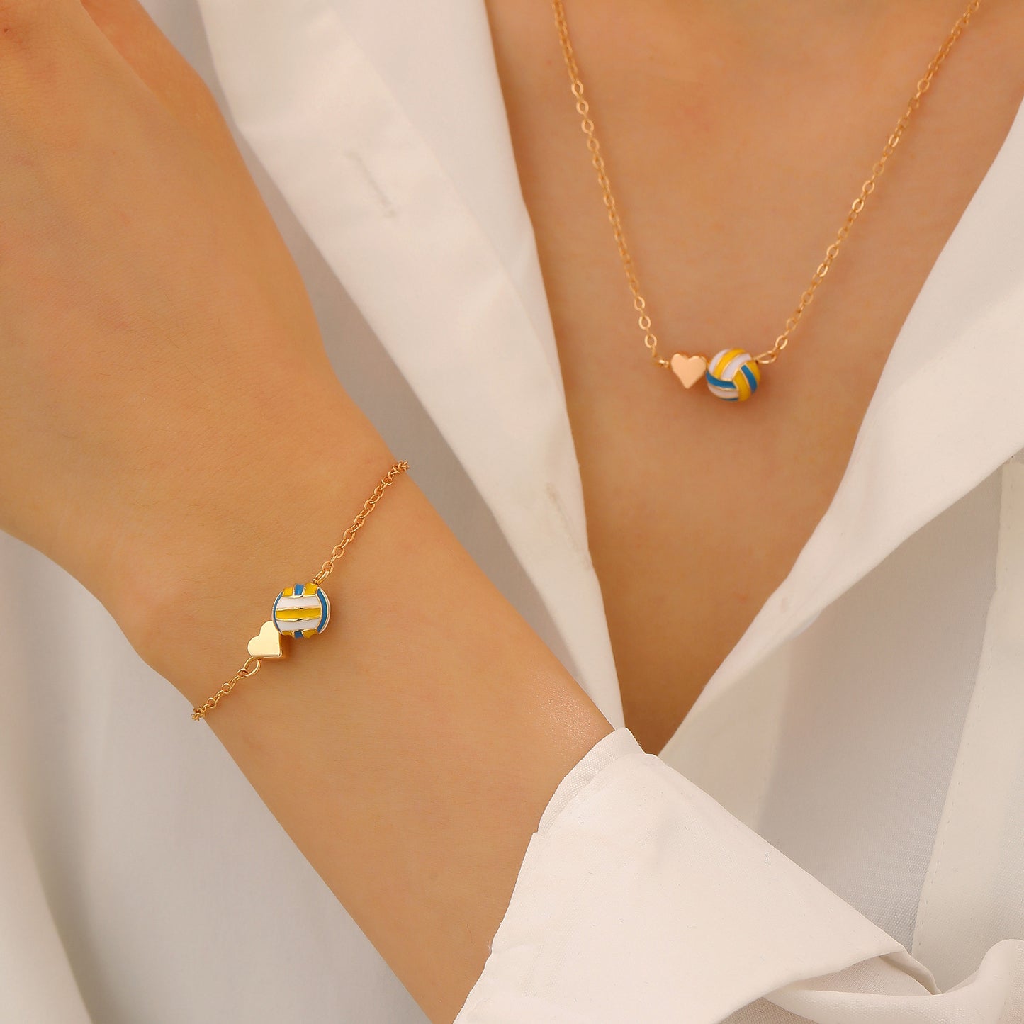 Collar deportivo geométrico de corazón de aleación de zinc chapado para mujer