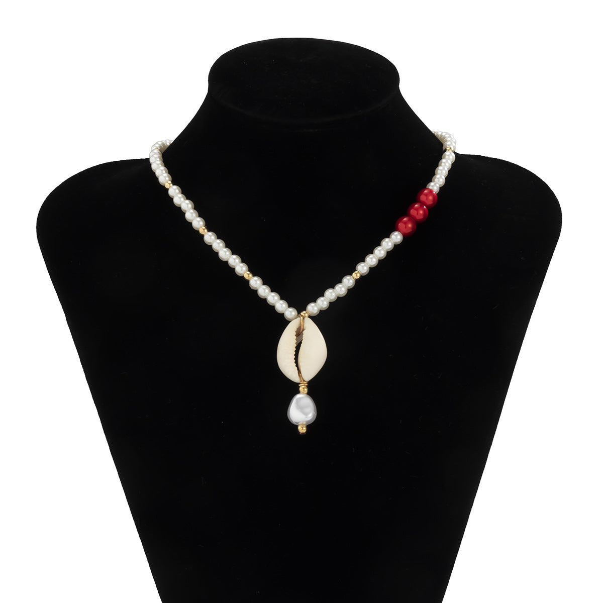 Bohemian Ethnic Layered Shell and Beaded Pendant Necklace with Tassel Detail in Resin and Plastic Geometric Design for Women