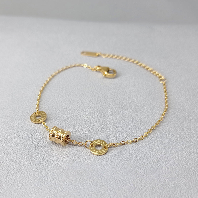 Minimalist Leaf-Shaped Titanium Steel Bracelet for Women with 18K Gold Plating, Elegant Floral-Inspired Design