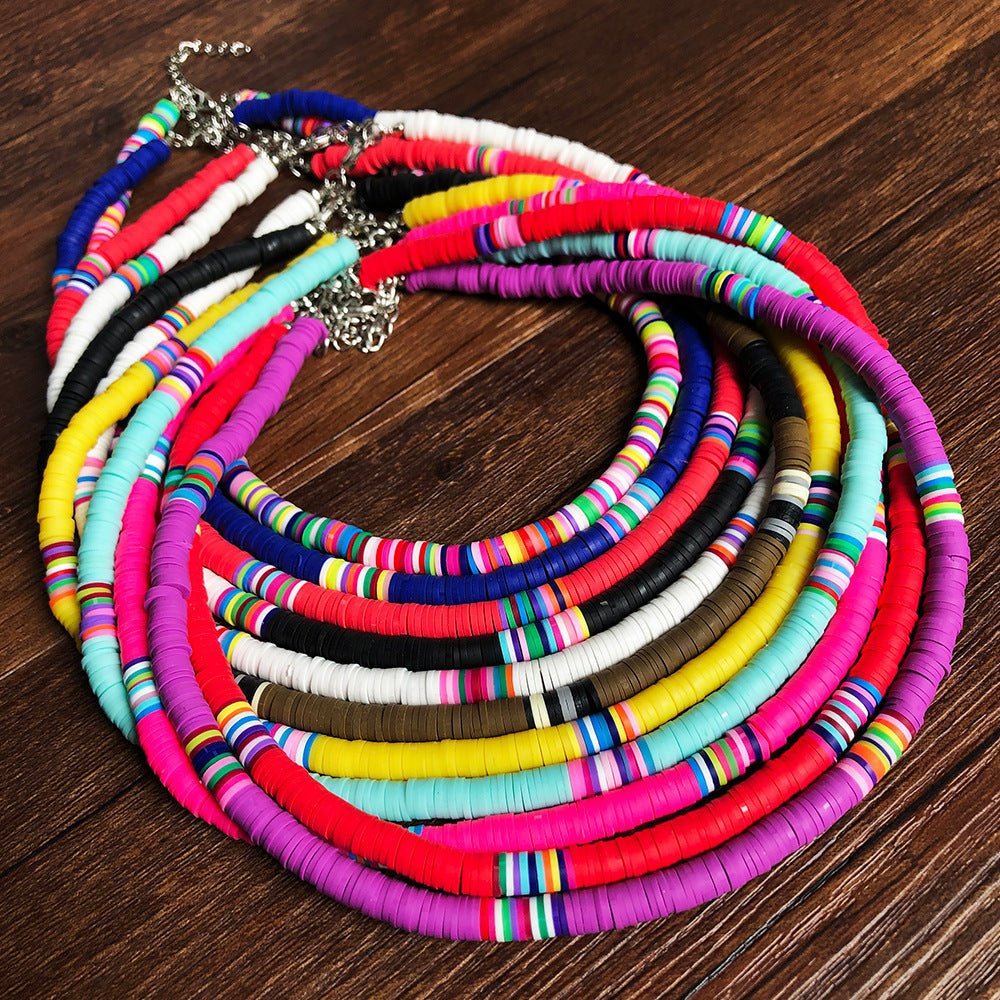 Casual Geometric Resin Beaded Ball Chain Necklace Unisex