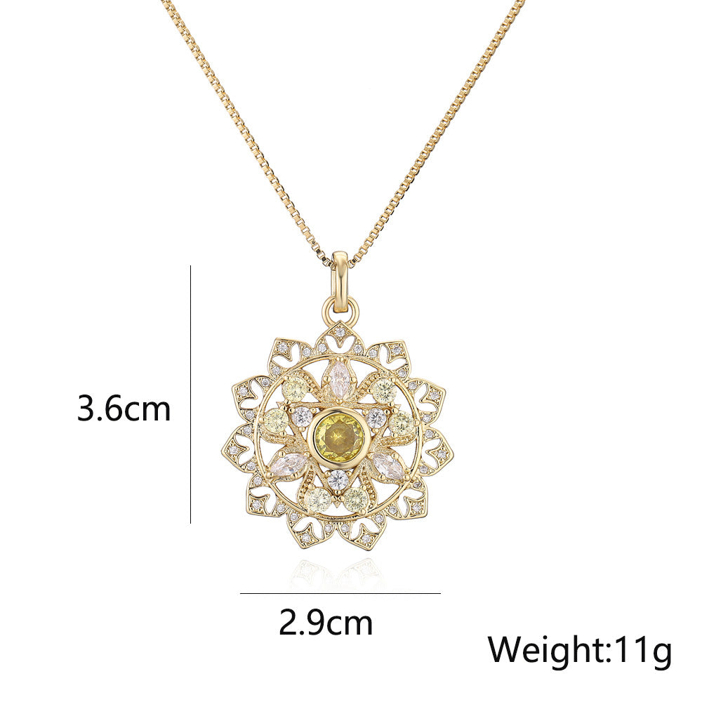 Collana con pendente geometrico minimalista in rame con zirconi micro-incastonati e placcatura in oro 18 carati