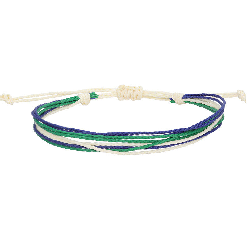 Bohemian Sweet Handmade Braided Wax Cord Bracelet U Shape Unisex Lucky Charm
