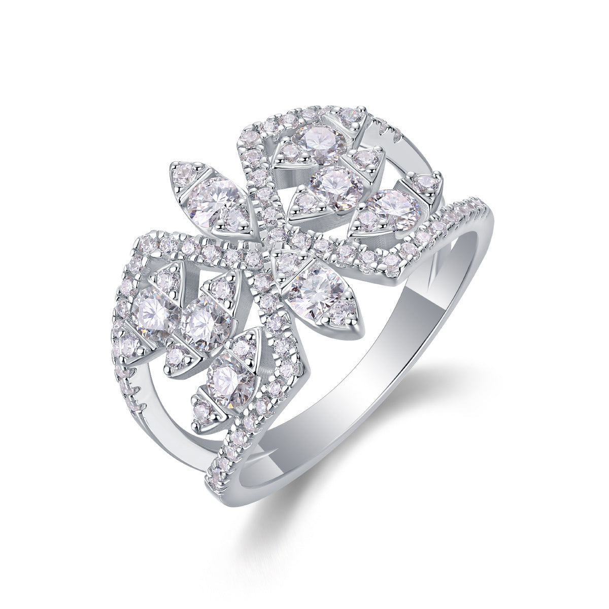 Anello a Farfalla di Lusso in Argento Sterling 925 con Moissanite e Placcatura in Oro 18K