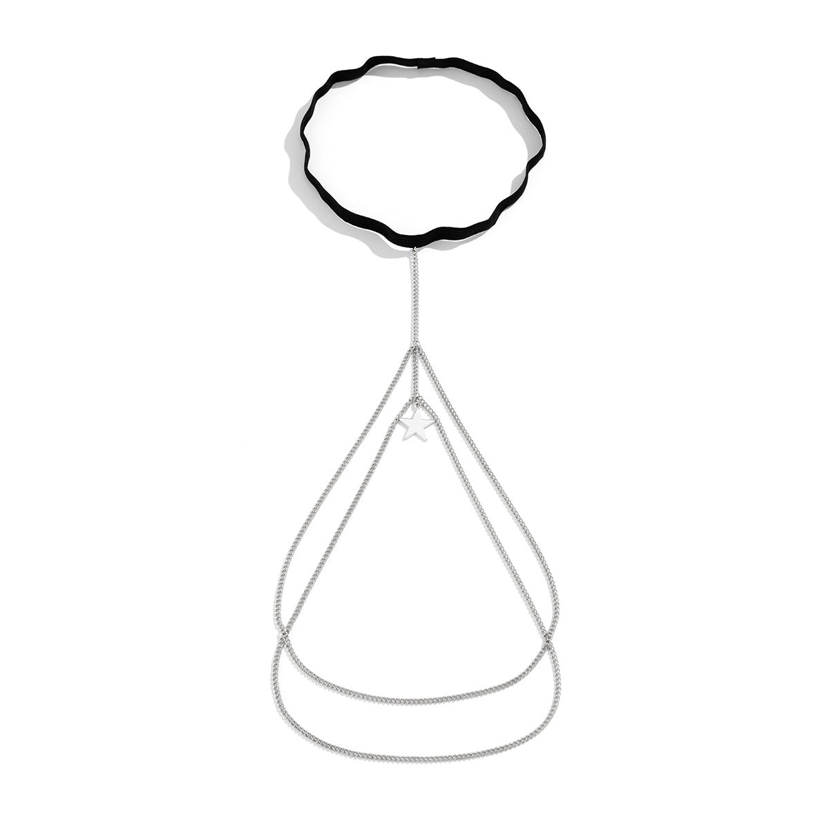 Cavigliera minimalist in lega a forma di stella con nappa e fascia elastica da donna