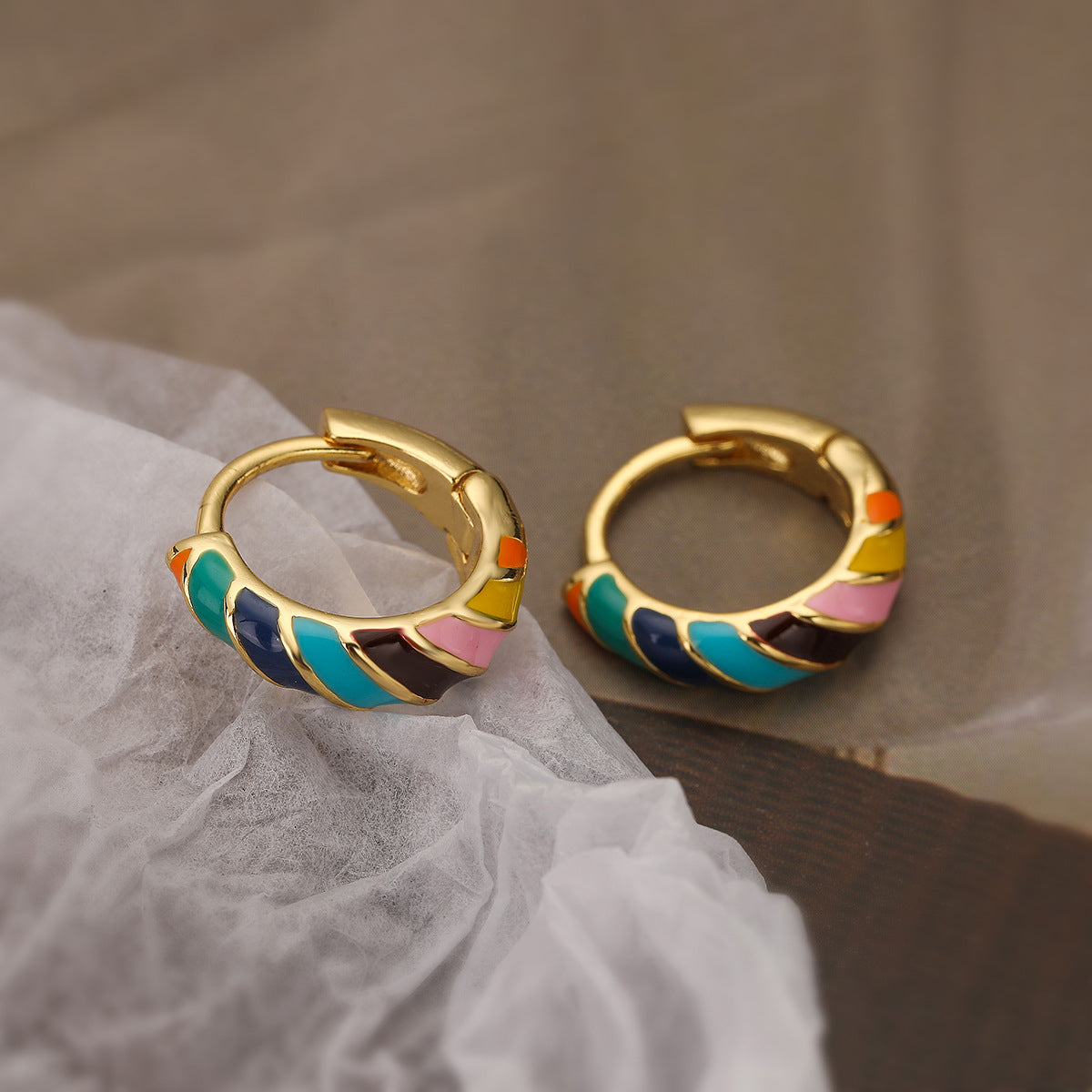 Bohemian Style Irregular Geometric Copper Hoop Earrings with Gold Plating for Women