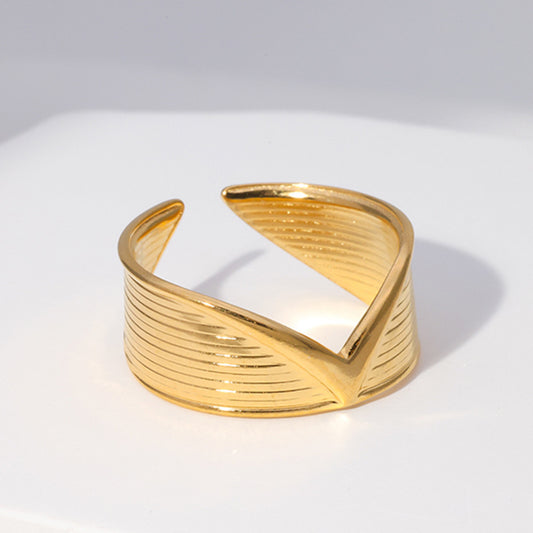 Minimalist Geometric Titanium Steel Adjustable Ring for Men with Polished and Plated Finish