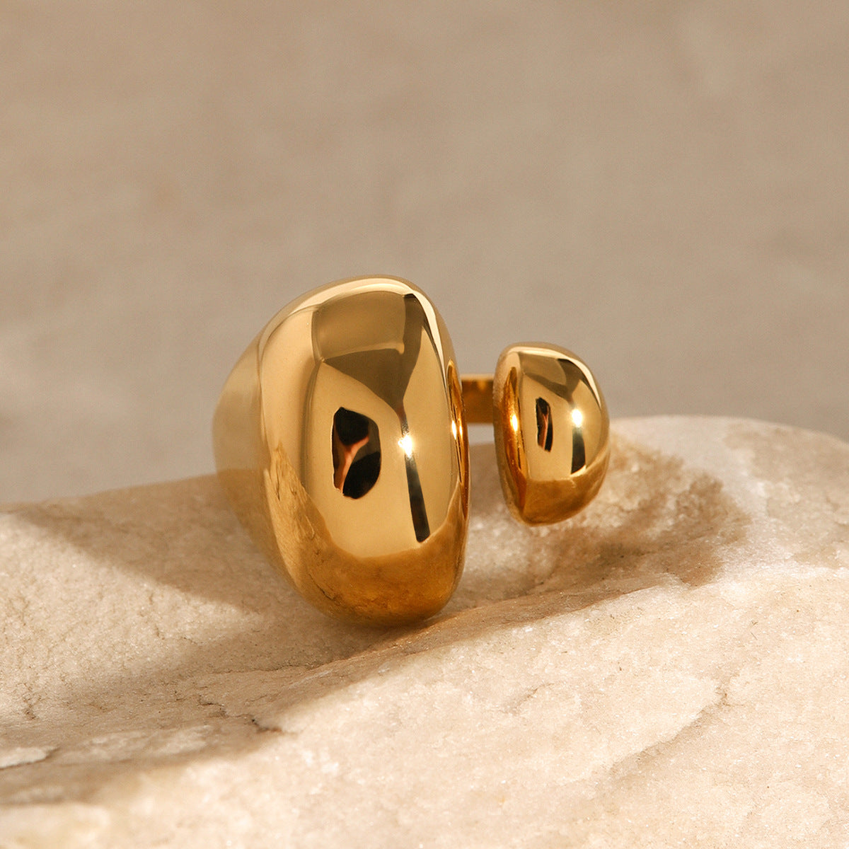Geometric Plated Stainless Steel Ring for Women