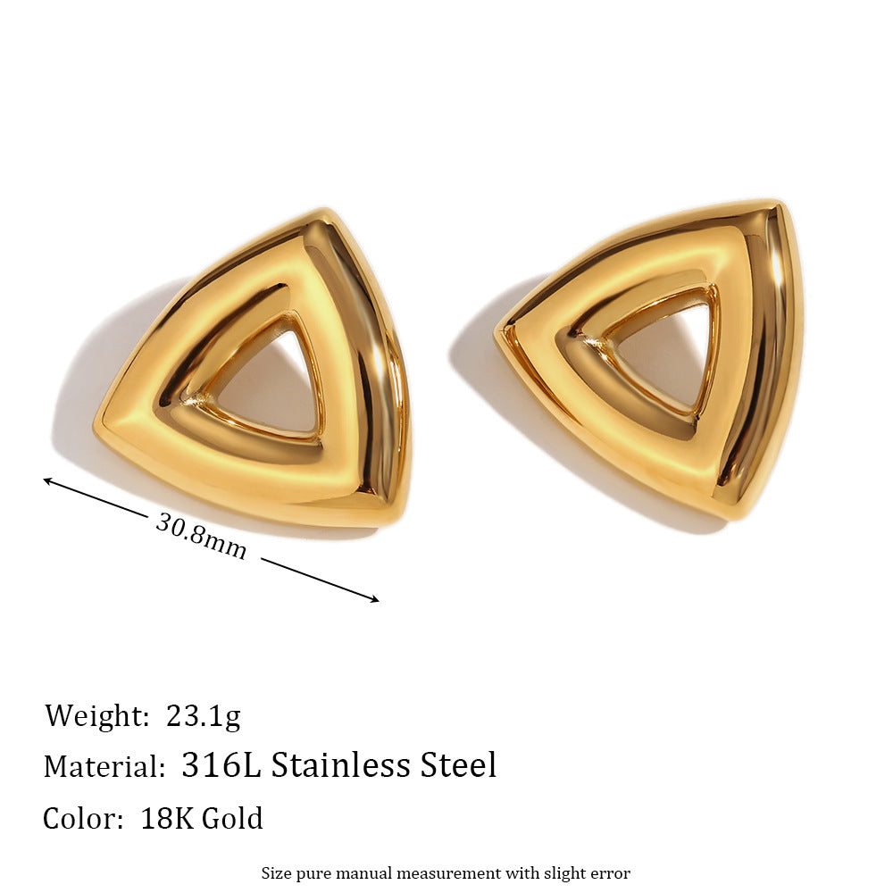 Orecchini da donna in acciaio inossidabile a forma di cuore cavo stile vintage placcati oro 18 carati