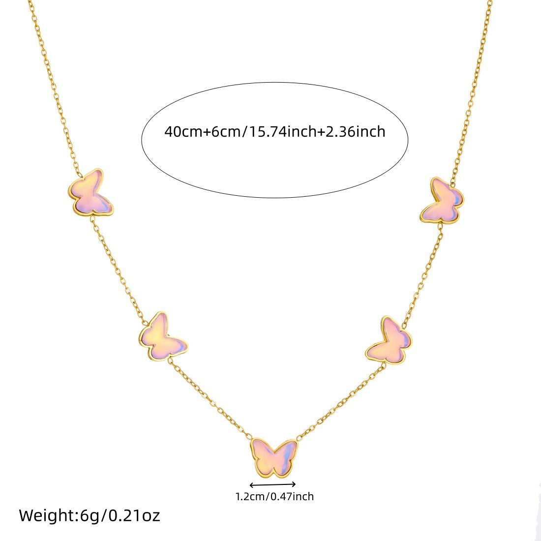 Sweet Pink Purple Acrylic Butterfly Stainless Steel Necklace and Earring Set