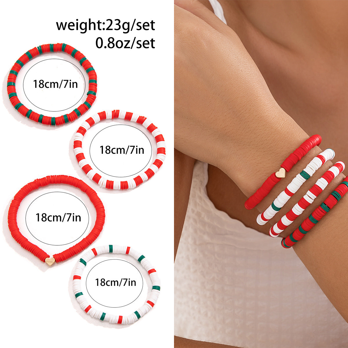 Set de pulseras de resina con forma de letra con motivos navideños de renos y campanas para mujer