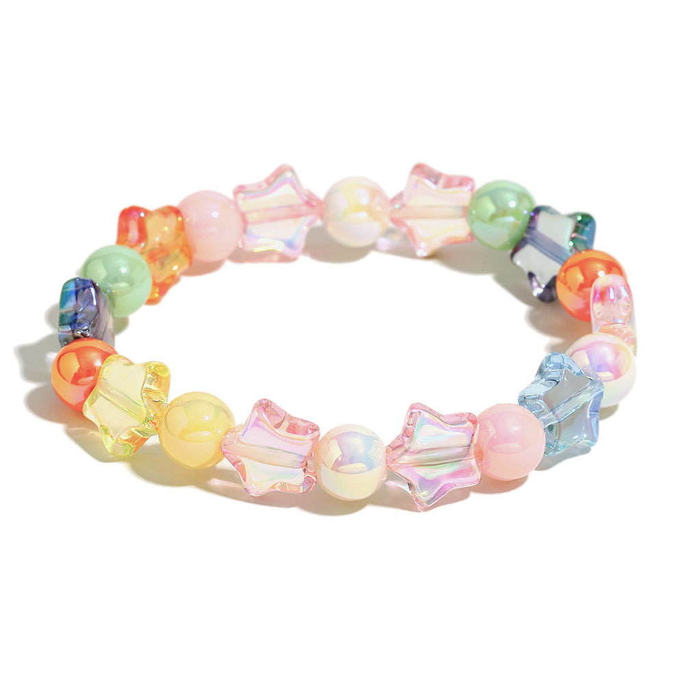 Fashionable Star-Shaped Acrylic Bracelet with Floral Pattern for Women, Handmade Colorful Bangle for Anniversary Gift
