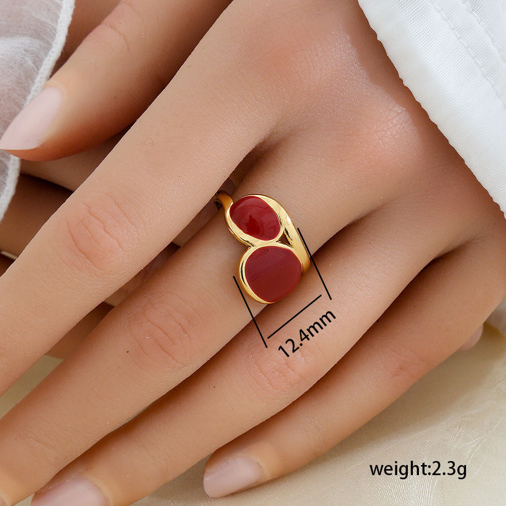 Minimalist Geometric Stainless Steel Gold-Plated Adjustable Open Ring for Women