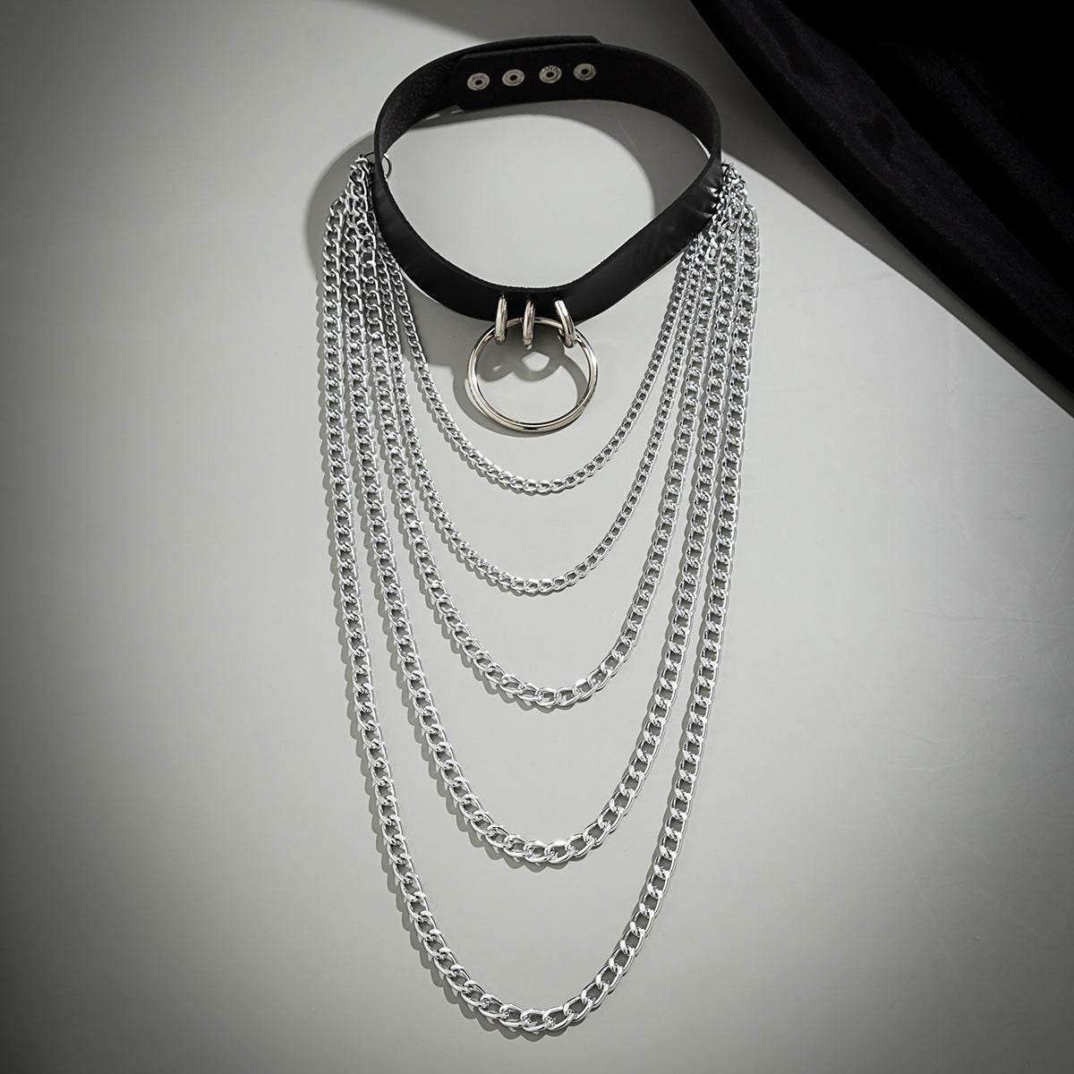 Punk Plated Alloy Cross Geometric Pendant Choker Necklace with Curb Chain for Women